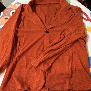 Men's Tailored Waffle Knit Blazer Jacket - Rust Orange